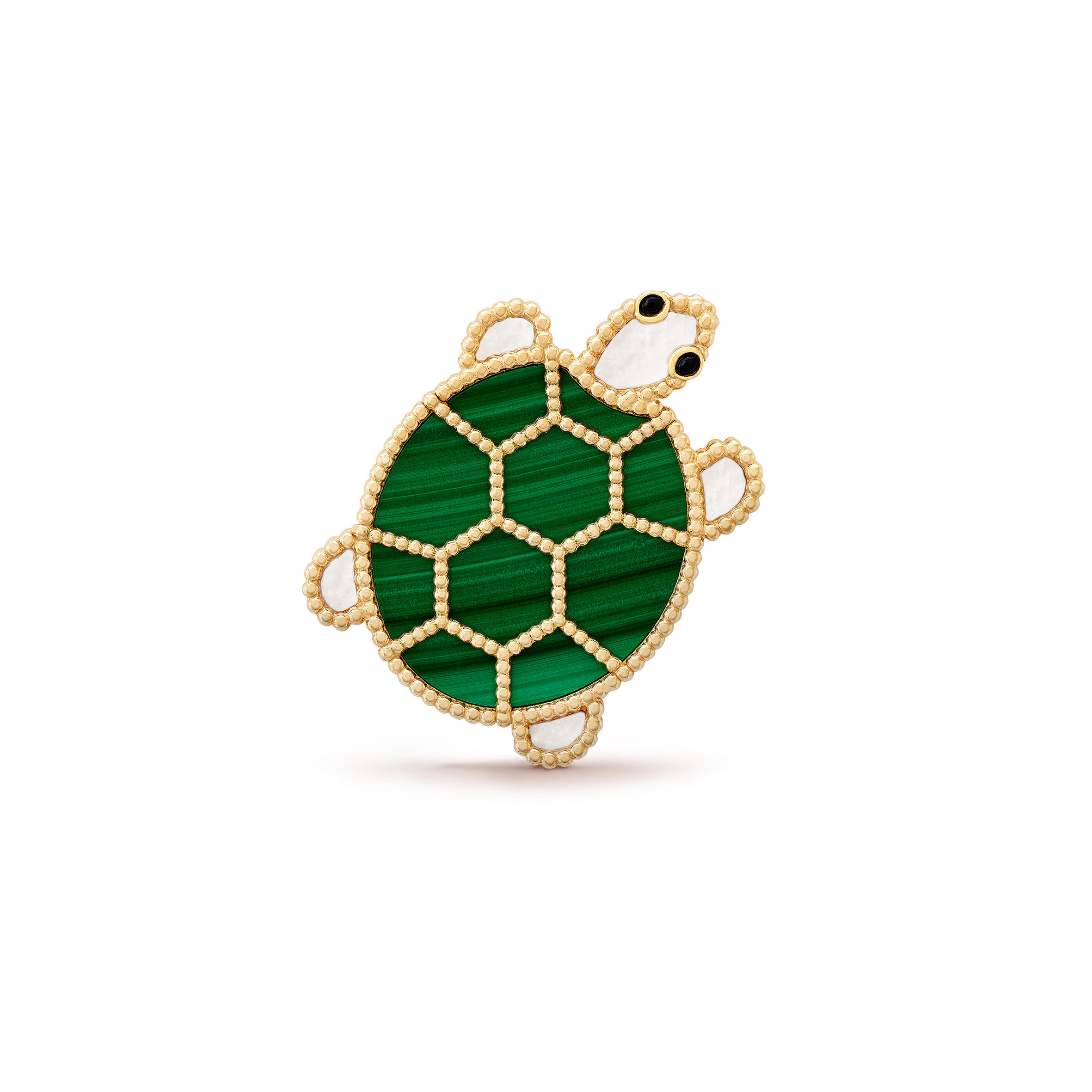 V*n Cl**f arpels lucky animals turtle clip - yellow gold, malachite, mother-of-pearl, onyx vcarp5lk00